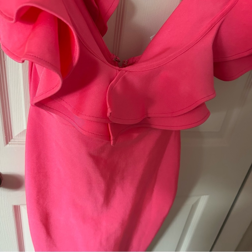 Pink Ruffle Midi Dress - Picture 2 of 7